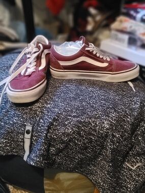 Vans Old Skool Women's Burgundy and White Sneakers